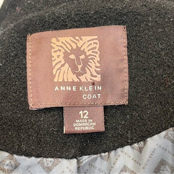 Anne Klein Black Wool Cashmere Blend Single Breast Walking Coat Pea Coat Size 12 - Picture 7 of 13